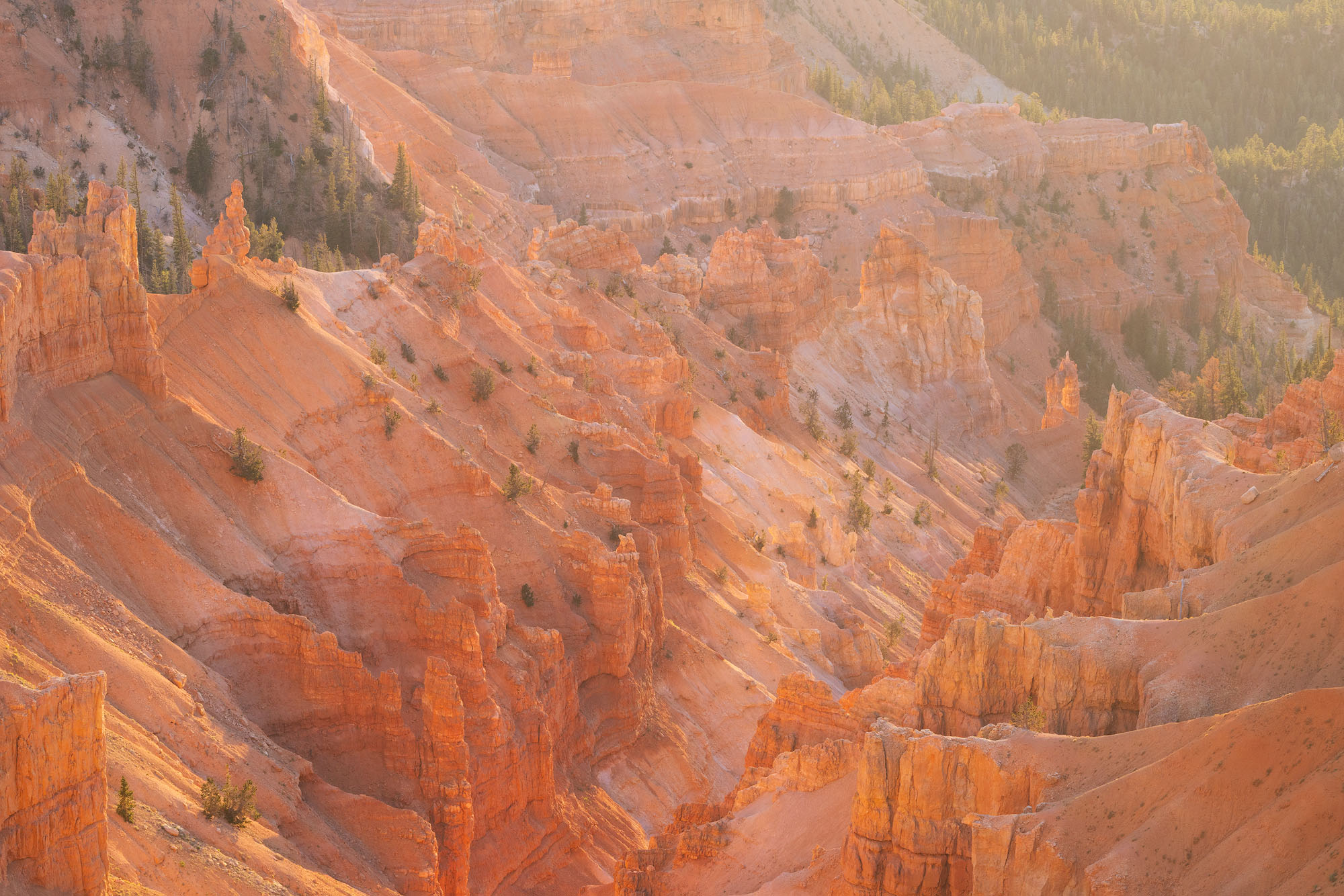 Hidden Arch A view at sunset of the colorful formations made of limestone, mudstone, sandstone, and conglomerate at Cedar Breaks National...