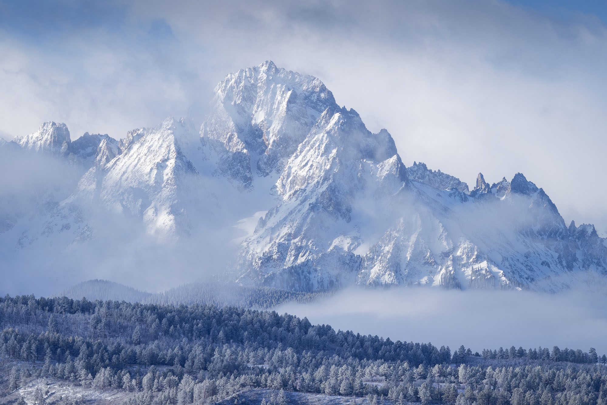 Mount Sneffels in Winter Mount Sneffels (14,155 feet tall) in winter. San Juan Mountains, Colorado.